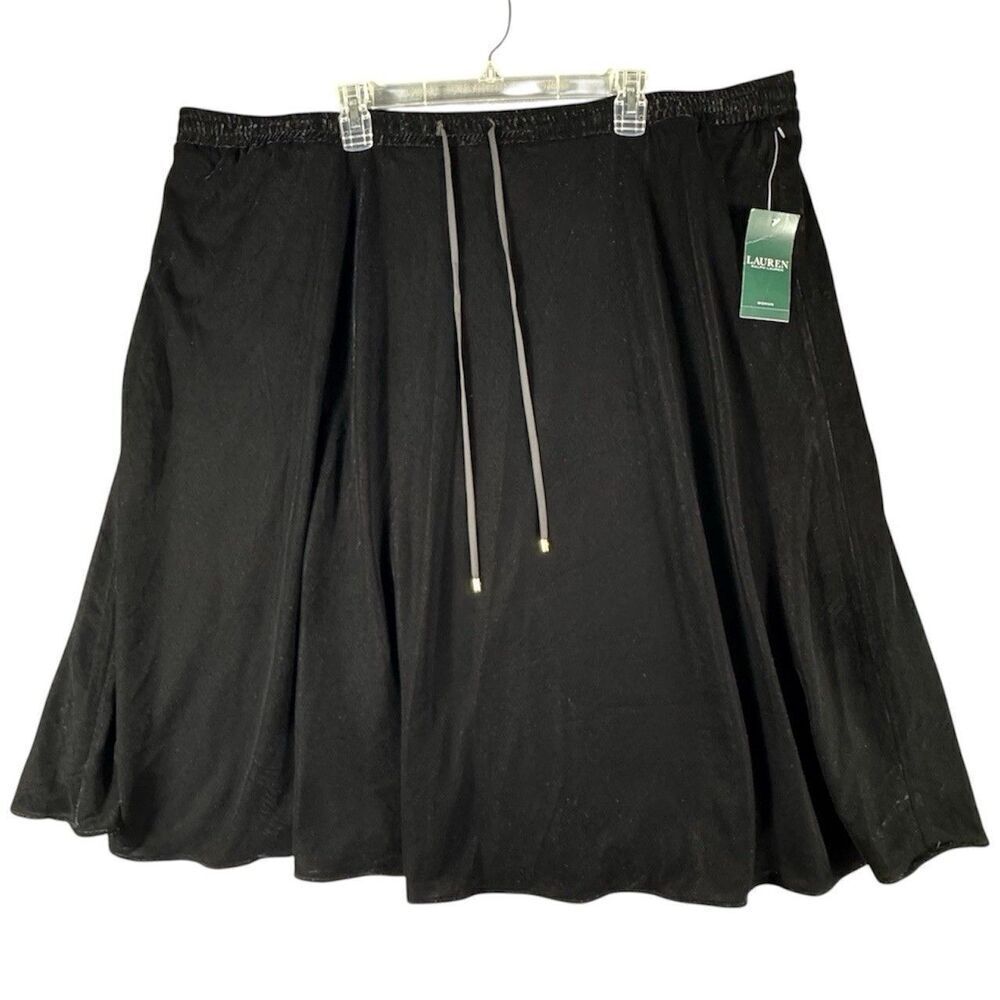 LAUREN RALPH LAUREN 3X NEW Women's Velvet Drawstring A-Line Skirt TEDO $155